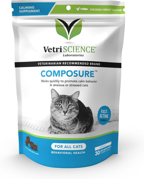 VetriScience Composure Trout & Chicken Flavored Soft Chew Calming Supplement for Cats, 30 count slide 1 of 4