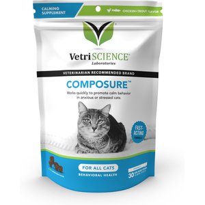 VetriScience Composure Trout & Chicken Flavored Soft Chew Calming Supplement for Cats, 30 count