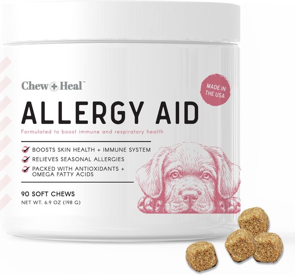Chew + Heal Allergy Aid Soft Chew Allergy Supplement for Dogs, 90 count slide 1 of 6
