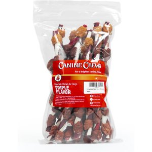 Canine Chews 5-inch Kabobs Rawhide Twist Triple Chicken Flavor Dental Dog Chews, 36 count