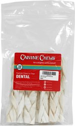 Canine Chews 7-8-inch Braided Rawhide Beef Flavor Dental Dog Chews, 8 count