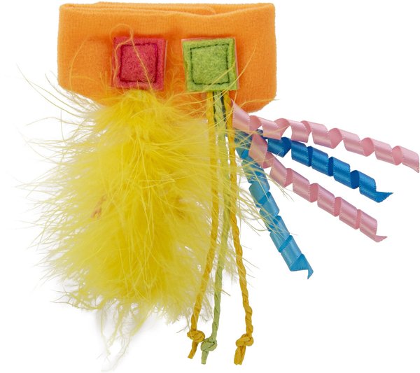 Petlinks Tethered Teaser Re-attachable Ribbon & Feather Cat Toy, Multi Color, Large slide 1 of 6