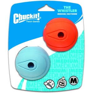 Chuckit! The Whistler Ball Dog Toy, Color Varies, Medium, 2 pack