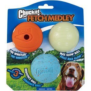 Chuckit! Fetch Ball Medley Triple Pack Dog Toy, Medium