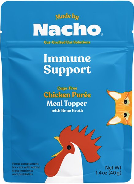 Made by Nacho Immune Support Cage-Free Chicken Puree with Bone Broth Wet Cat Food Topper, 1.4-oz pouch, case of 18 slide 1 of 6
