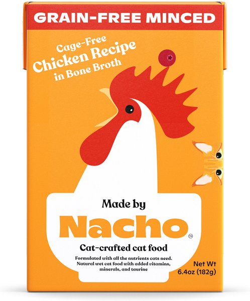 Made by Nacho Cage-Free Chicken Recipe in Bone Broth Minced Wet Cat Food, 6.4-oz tetra, case of 12 slide 1 of 5