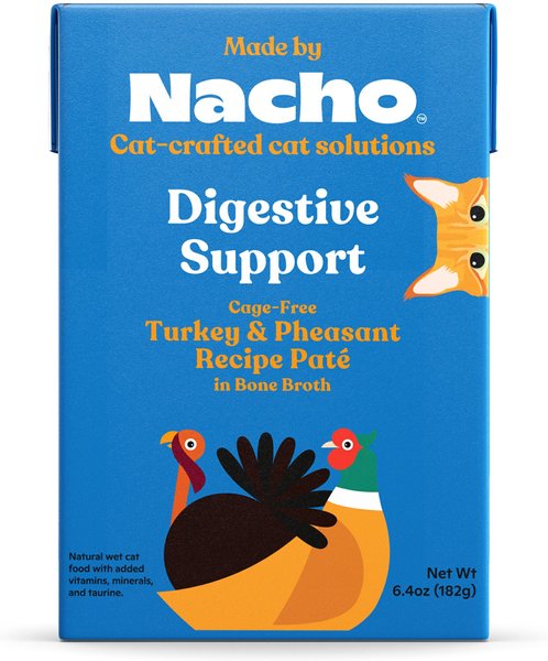 Made by Nacho Digestive Support Cage-Free Turkey & Pheasant Recipe in Bone Broth Pate Wet Cat Food, 6.4-oz box, case of 12 slide 1 of 5