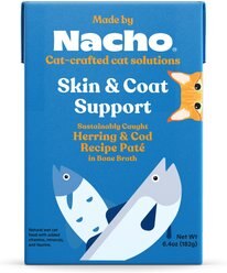 Made by Nacho Skin & Coat Support Sustainably-Caught Herring & Cod Recipe in Bone Broth Pate Wet Cat Food, 6.4-oz tetra, case of 12