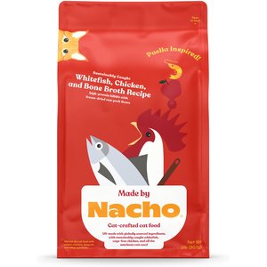 Made By Nacho Sustainably Caught Whitefish, Chicken & Bone Broth Recipe with Freeze-Dried Pork Livers Dry Cat Food, 2-lb bag