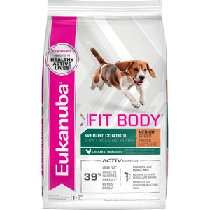 Eukanuba Fit Body Weight Control Medium Breed Dry Dog Food, 15-lb bag