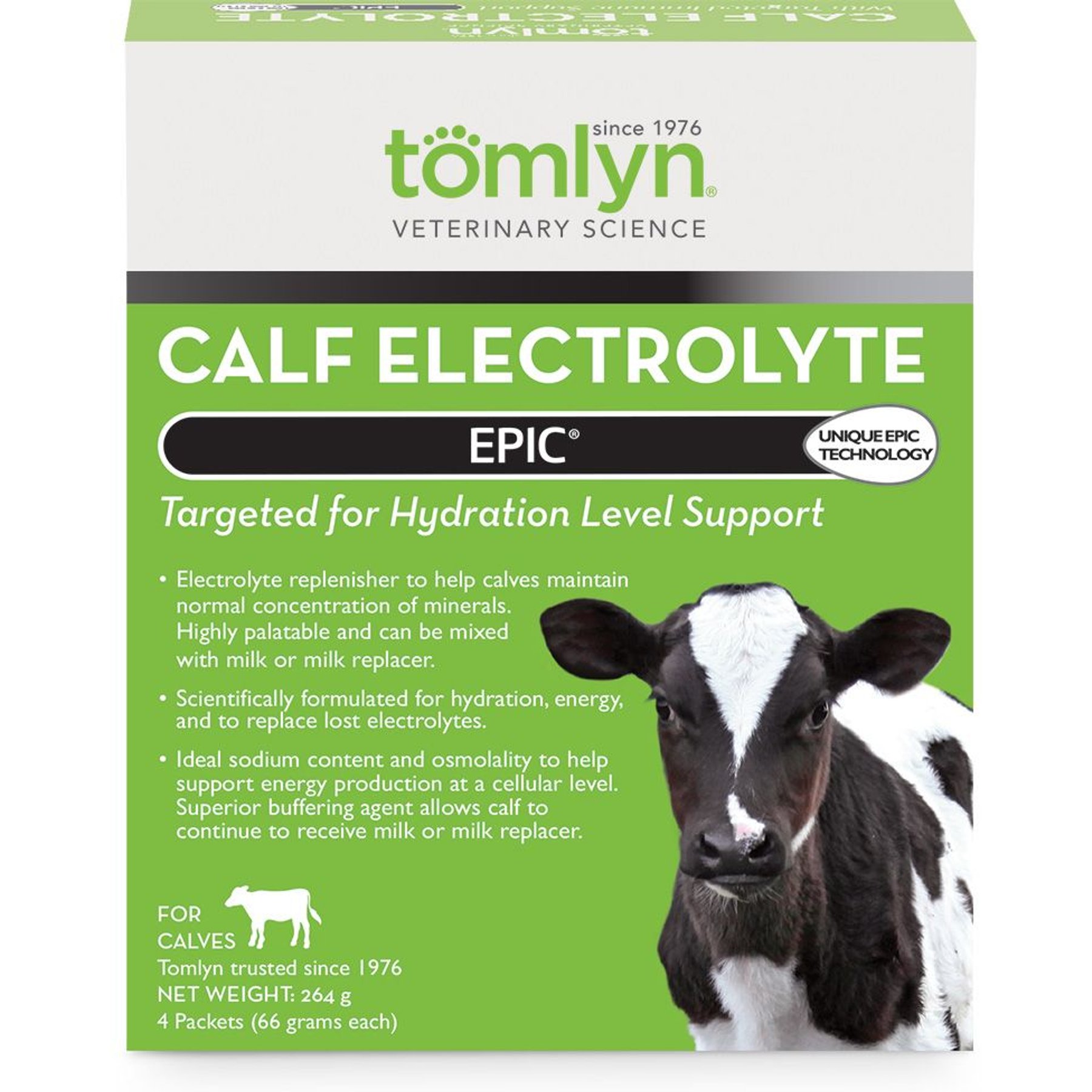 TOMLYN Epic Calf Electrolyte Cattle Supplement, 66gm, 4 count