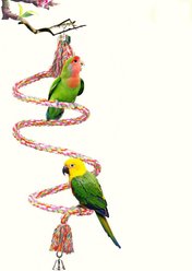 SunGrow Parakeet & Budgies Hanging Rope Bird Toy & Perch Stand for Cages, 59-in