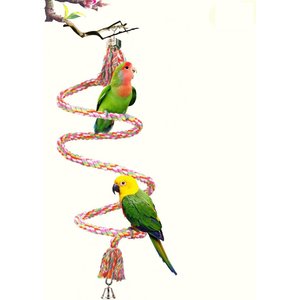 SunGrow Parakeet and Budgies Hanging Rope Bird Toy and Perch Stand for Cages, 59-in