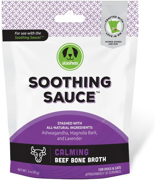 Stashios Soothing Sauce Beef Flavor Calming Powder Supplement for Dogs & Cats, 3-oz bag slide 1 of 2