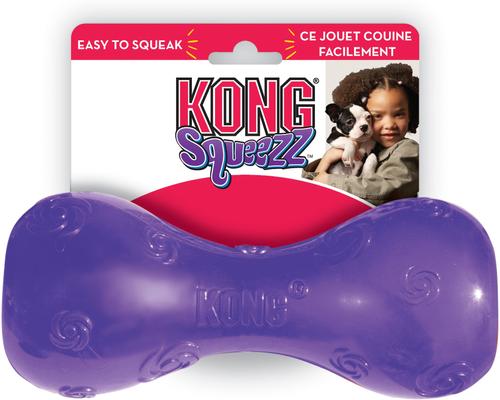 Show full view: KONG Squeezz Dumbbell Dog Toy, Color Varies, Medium slide 4 of 6