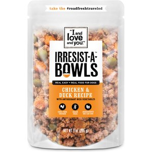 I and Love and You Irresist-a-Bowls Grain-Free Chicken & Duck Recipe Freeze-Dried Dog Food, 9-oz pouch, 4 count