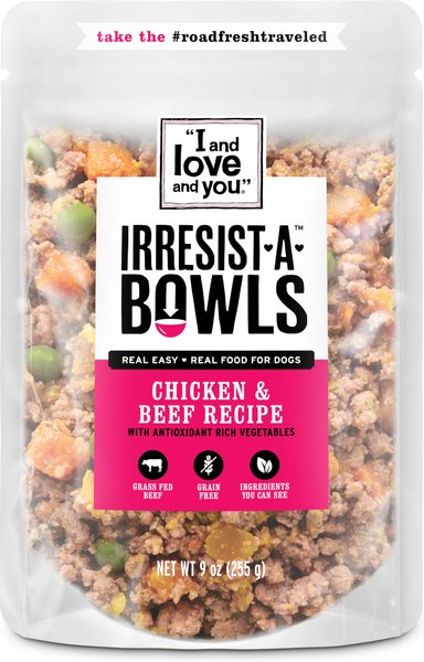 I and Love and You Irresist-a-Bowls Grain-Free Chicken & Beef Recipe Freeze-Dried Dog Food, 9-oz pouch, 8 count slide 1 of 3