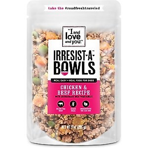 I and Love and You Irresist-a-Bowls Grain-Free Chicken & Beef Recipe Freeze-Dried Dog Food, 9-oz pouch, 8 count