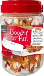 Good 'n' Fun Holiday Triple Flavor Chewy Dog Treat Variety Pack, 24 count