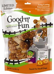 Good 'n' Fun FrankenBones Rawhide Chicken Flavor Small Breed Chewy Dog Treats, 2-oz bag