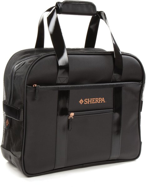 Sherpa Tote Around Town Fashion Cat & Dog Carrier, Black, Small slide 1 of 3