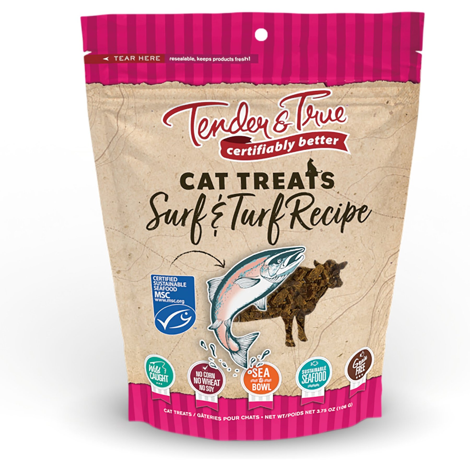 Tender & True Surf & Turf Grain-Free Cat Treats, 3.75-oz bag
