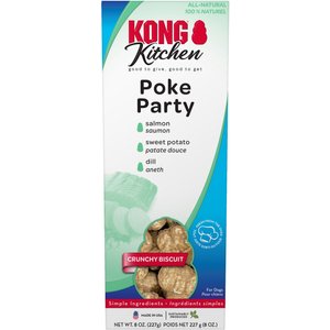 KONG Kitchen Poke Party' Salmon Crunchy Biscuit Dog Treats, 8-oz box