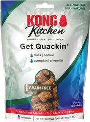 KONG Kitchen Get Quackin' Grain-Free Duck Chewy Dog Treats, 5-oz bag