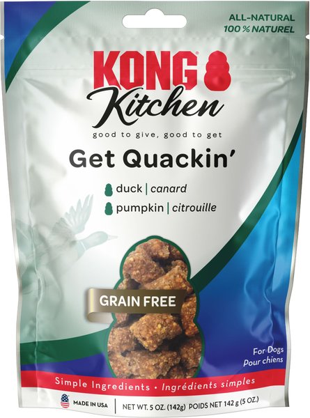 KONG Kitchen Get Quackin' Grain-Free Duck Chewy Dog Treats, 5-oz bag slide 1 of 5