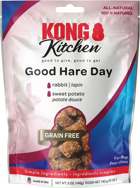 KONG Kitchen Good Hare Day Grain-Free Rabbit Chewy Dog Treats, 5-oz box slide 1 of 5