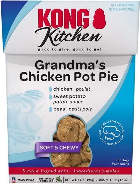 KONG Kitchen Grandma's Grain-Free Chicken Pot Pie Chewy Dog Treats, 7-oz box slide 1 of 4