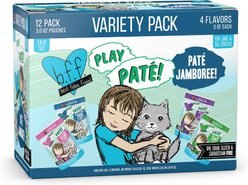 Weruva Best Feline Friend Paté Lovers, Aw Yeah! Paté Jamboree! Variety Pack Grain-Free Wet Cat Food, 2.8-oz pouch, case of 12