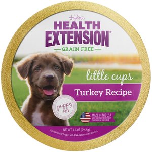 Health Extension Little Cups Grain-Free Turkey Wet Puppy Food, 3.5-oz cup, case of 12