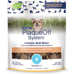 ProDen Plaqueoff System Holistic Oral Care with Gut & Immune Support Adult Dental Dog Treats, 6-oz bag, count varies