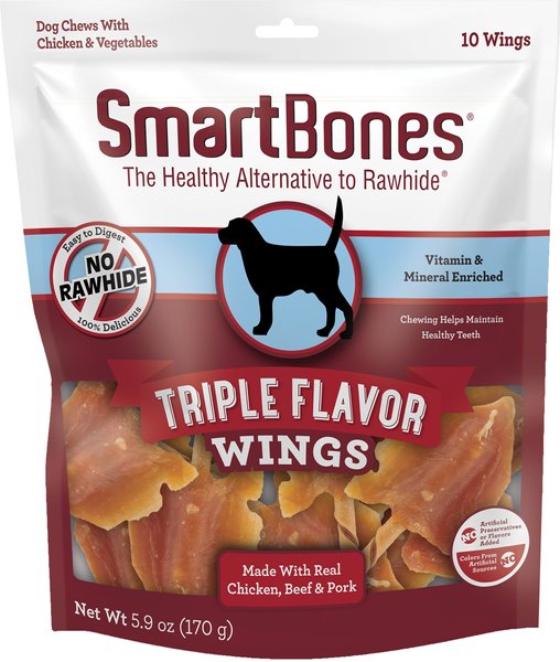 SmartBones Triple Flavor Wings Dog Treats, 10 count slide 1 of 5