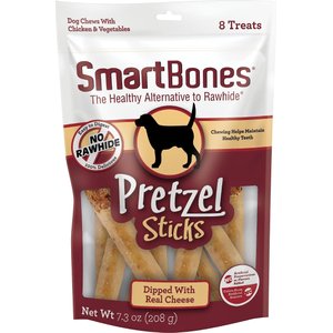 SmartBones Pretzel Sticks Dipped Real Cheese Dog Treats, 8 count