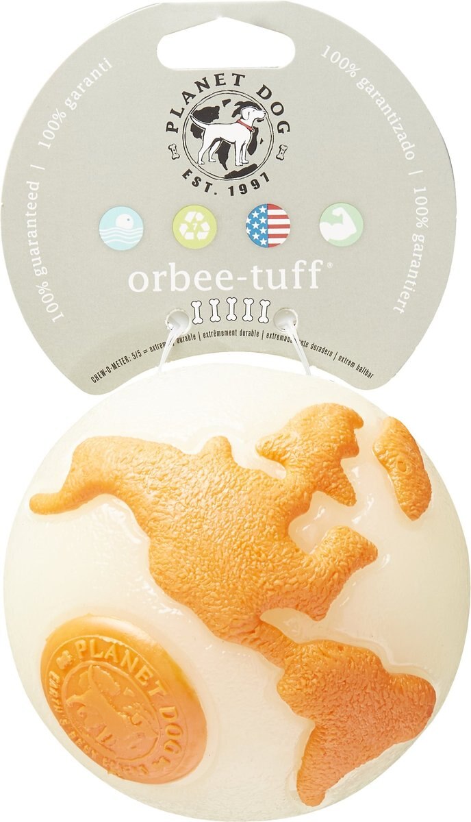 Planet Dog Orbee-Tuff Glow in the Dark Whistle Ball Tough Dog Chew Toy