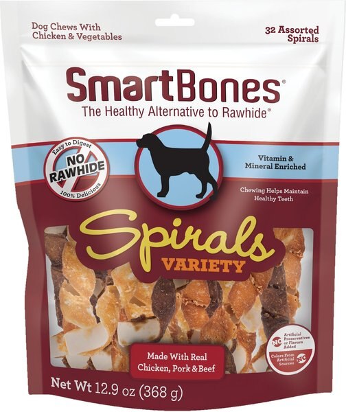 SMARTBONES Spirals Variety Pack Dog Treats, 32 count