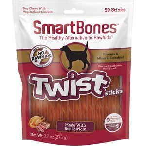 SmartBones Sirloin Twistz Sirloin Dog Treats, 50 count