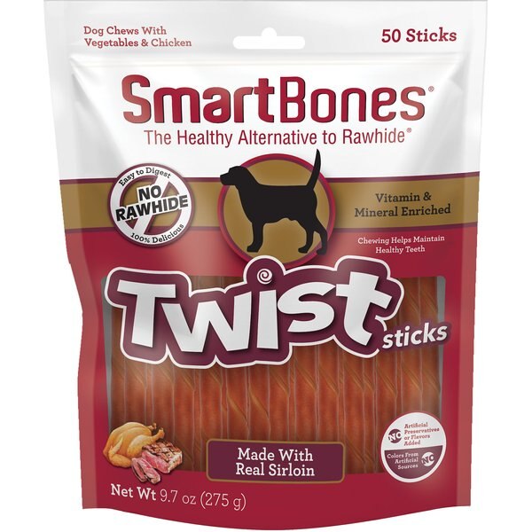 SMARTBONES Sirloin Twistz Sirloin Dog Treats, 50 count