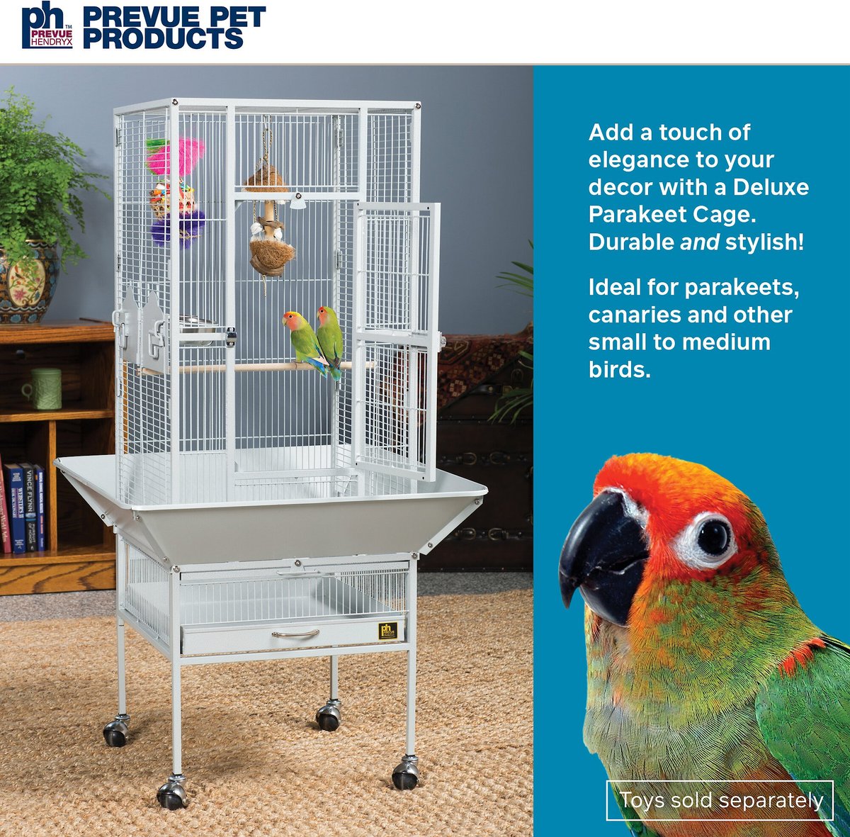 PREVUE PET PRODUCTS Wrought Iron Small & Medium Birds Flight Cage, Black  Hammertone 