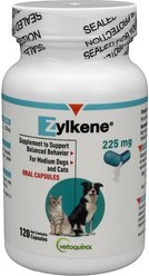 Vetoquinol Zylkene 225-mg Capsules Calming Supplement for Medium Dogs & Cats, 120 count