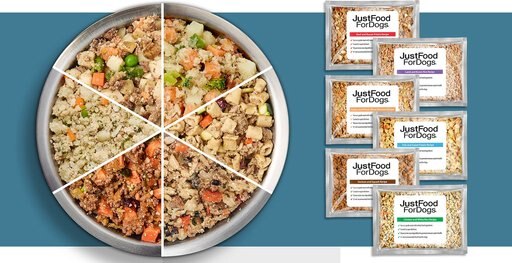 JustFoodForDogs Sampler Variety Box Frozen Human-Grade Fresh Dog Food, 18-oz pouch, case of 7