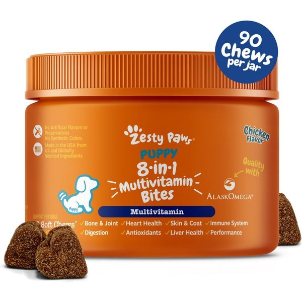 ZESTY PAWS Puppy 8-in-1 Chicken Flavor Soft Chews Multivitamin ...