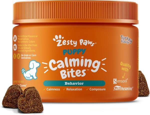 Zesty Paws Puppy Calming Bites Behavior Turkey Flavor Soft Chew Supplement for Dogs, 90 count slide 1 of 8