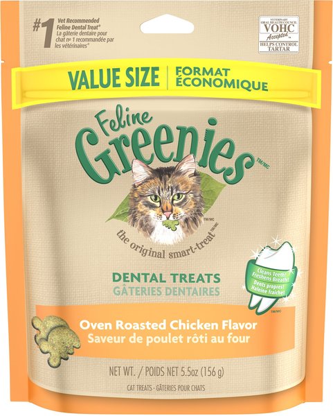 Greenies Feline Oven Roasted Chicken Flavor Adult Dental Cat Treats, 5.5-oz bag slide 1 of 10