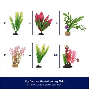 Frisco Colorful Plastic Aquarium Plant Set, 6 pack