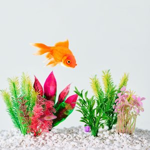 Frisco Colorful Plastic Aquarium Plant Set, 6 pack