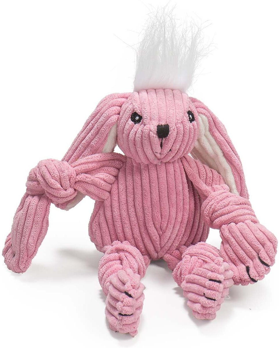 HUGGLEHOUNDS Barnyard Durable Plush Corduroy Knottie Bunny Squeaky