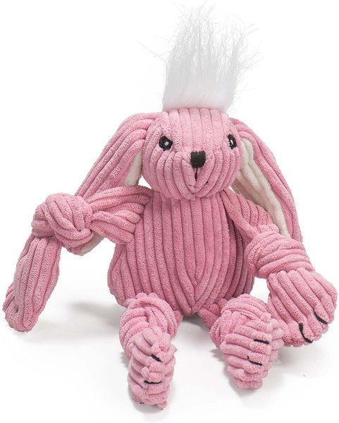 HuggleHounds Barnyard Durable Plush Corduroy Knottie Bunny Squeaky Dog Toy, Small slide 1 of 11
